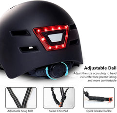 AOVO LED Bike Helmet | USB Rechargeable, Front & Rear Lights – Stay Visible & Safe for Urban Commuting