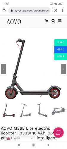 AOVO®M1 Pro electric scooter | 350W 10.4Ah, 36V, 25-30Km Max mileage, 25km/h max speed, IP54 Waterproof, with APP Security lock photo review